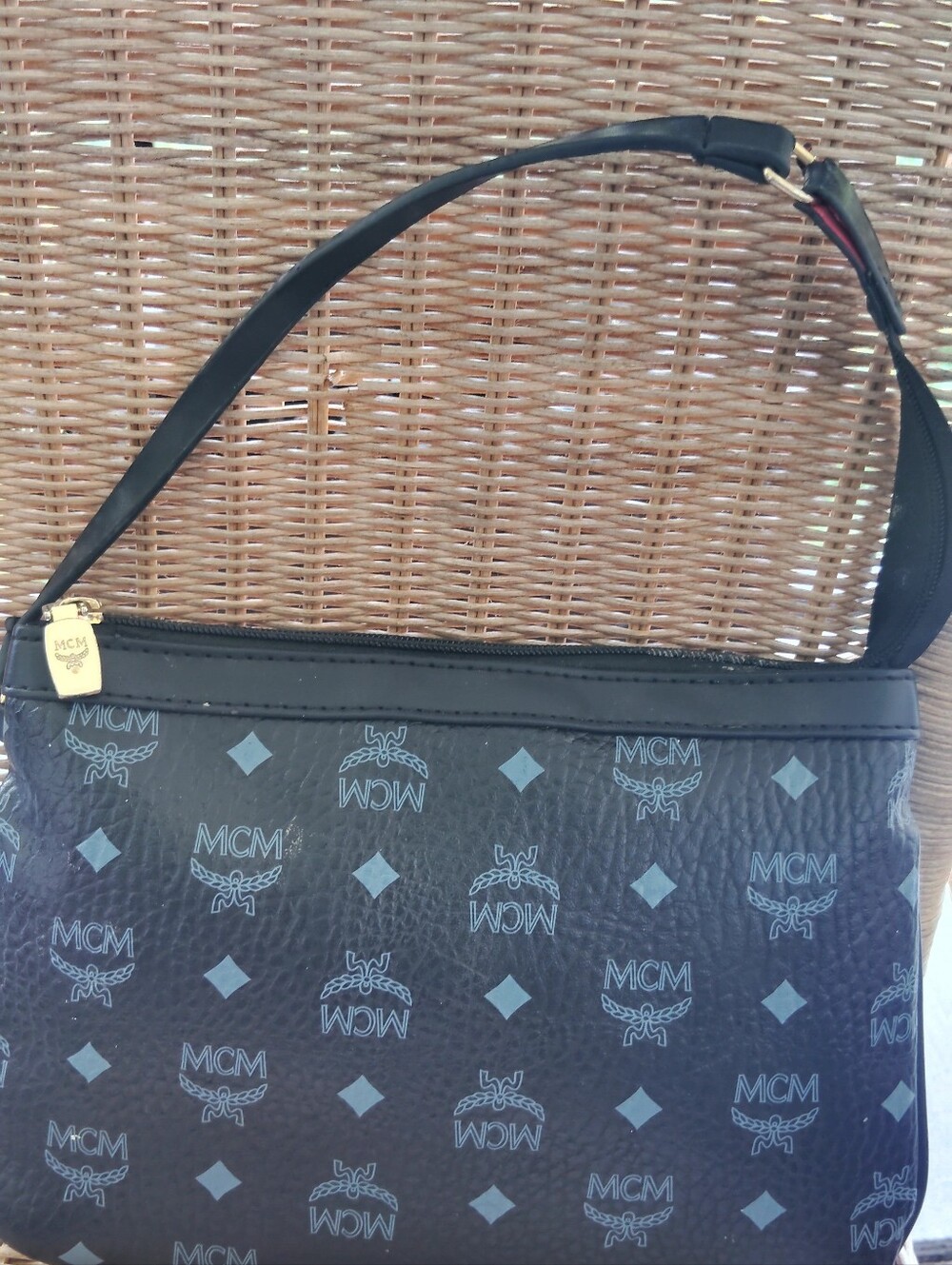 MCM Black Logo-Print Shoulder Bag with Gray Accents - Picture 2 of 6